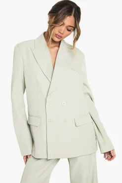 Blazer tissé sur mesure à double boutonnage