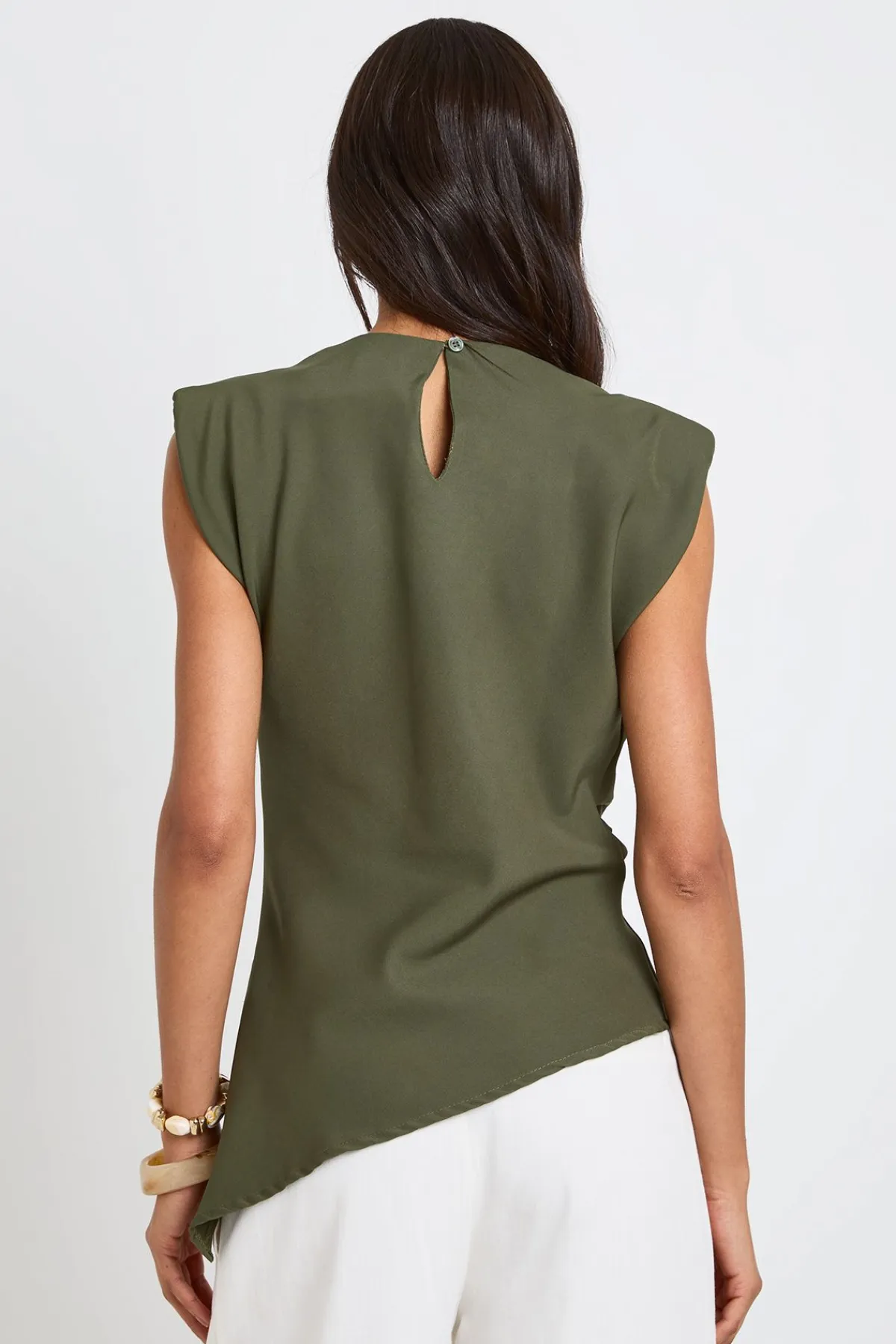 boohoo Blouse Asymétrique Haute Avec Épaulettes Froncées<Femme Tops