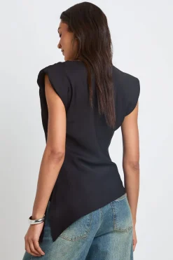 Blouse Asymétrique Haute Avec Épaulettes Froncées