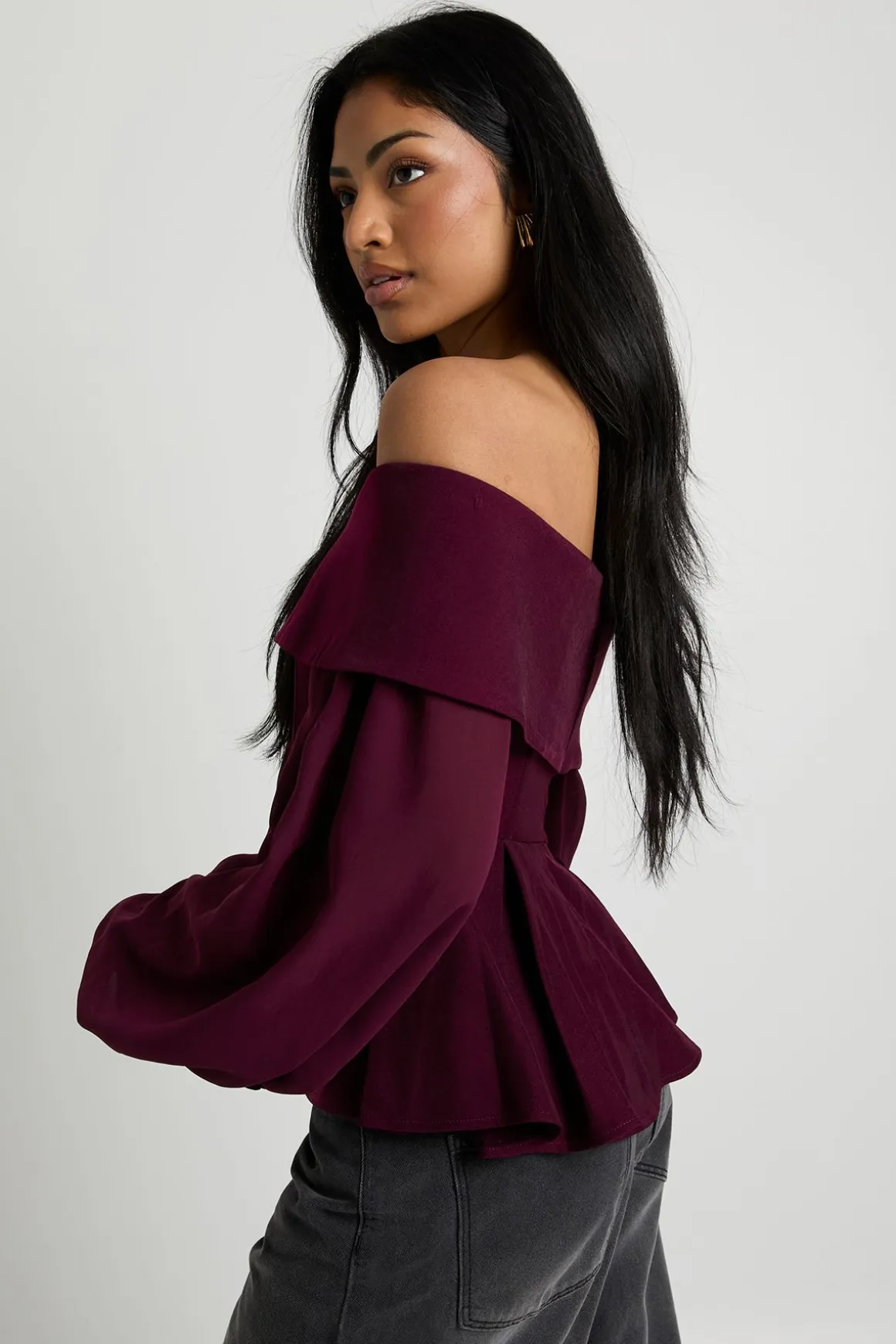 Blouse Bardot en crêpe de chiffon