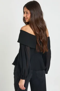 boohoo Blouse Bardot En Crêpe Et Mousseline<Femme Tops