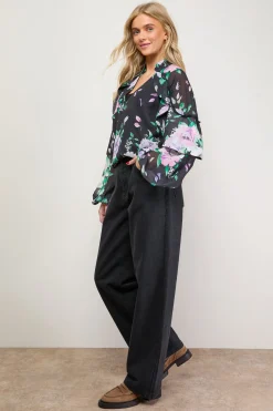 Blouse Bohème à Manches Ballon et Détail Cape
