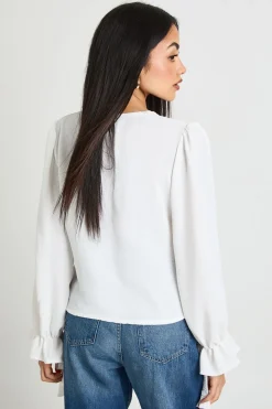 Blouse À Boutons Martelés Devant Et Poignets À Volants