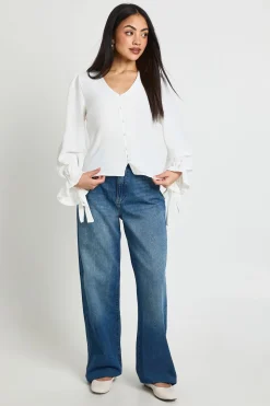 Blouse À Boutons Martelés Devant Et Poignets À Volants