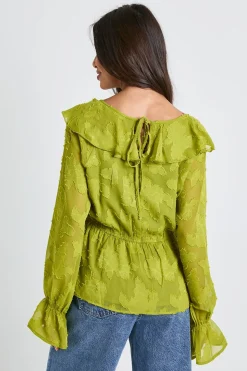 Blouse Burnout florale à manches d'ange