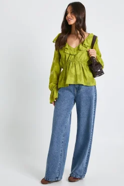Blouse Burnout florale à manches d'ange