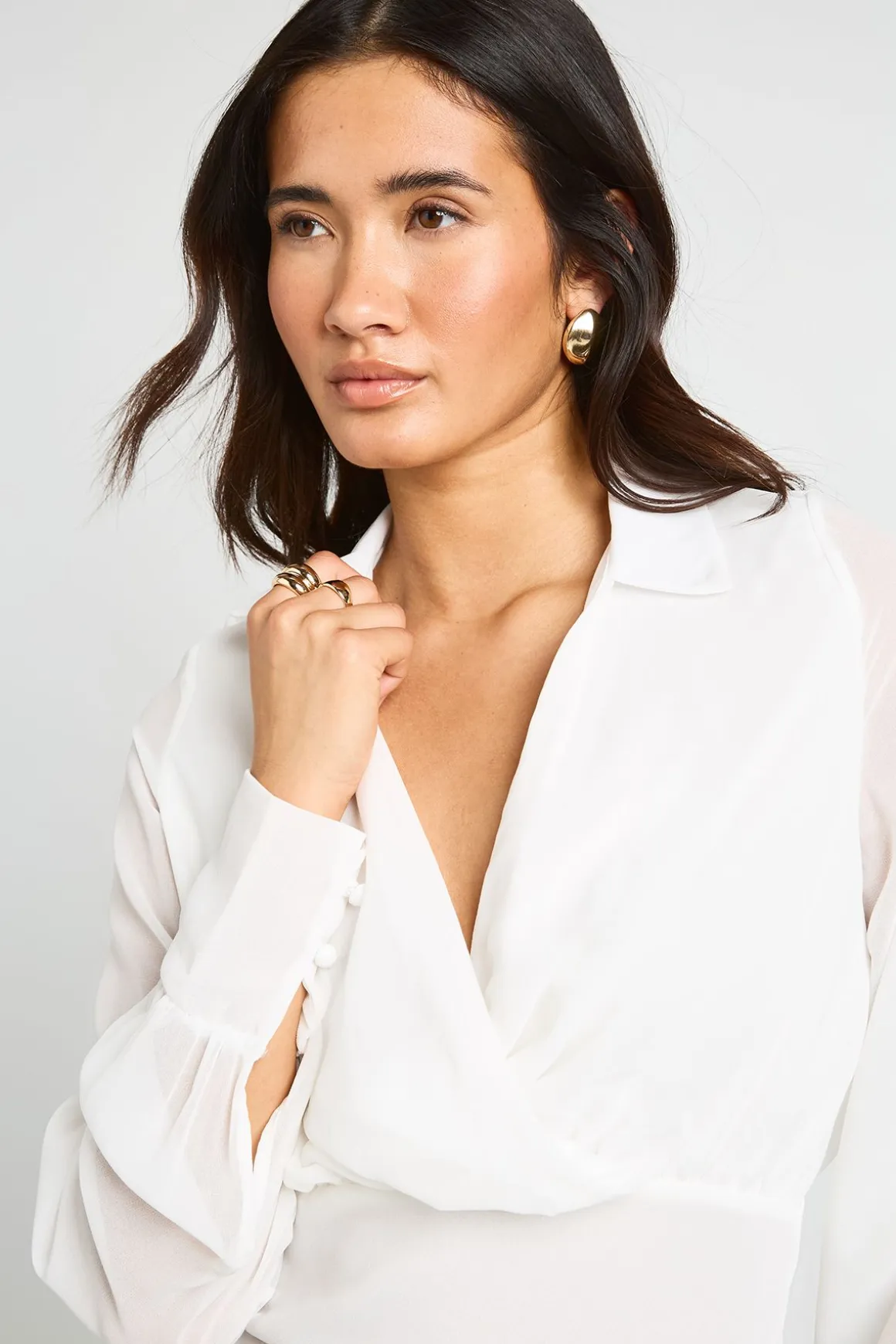 Blouse Cache-cœur Ample En Mousseline