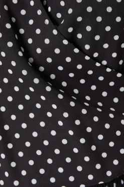 Blouse Cache-Cœur à Pois avec Ourlet Froncé en Mousseline