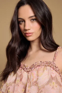 Blouse Camisole À Col Cordé Et Ourlet Bouffant