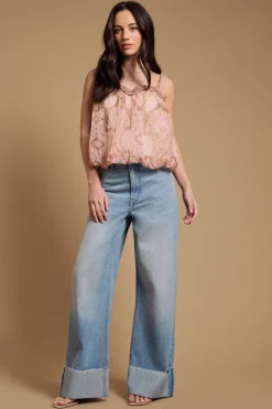 Blouse Camisole À Col Cordé Et Ourlet Bouffant