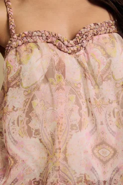 Blouse Camisole À Col Cordé Et Ourlet Bouffant