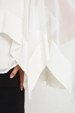 Blouse Cape Écharpe En Mousseline