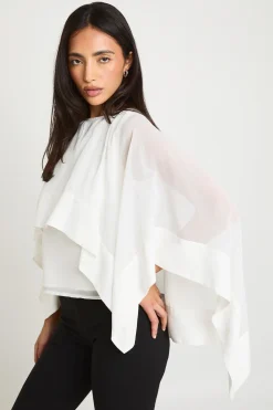 Blouse Cape Écharpe En Mousseline