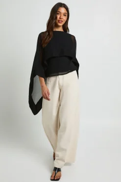 Blouse Cape Écharpe En Mousseline