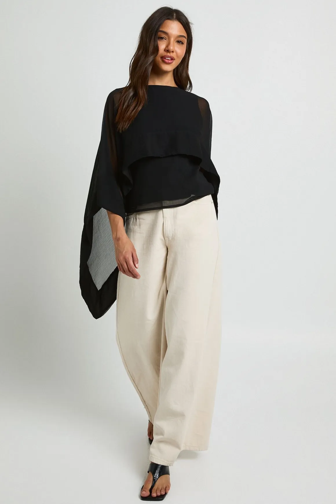 Blouse Cape Écharpe En Mousseline