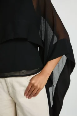 Blouse Cape Écharpe En Mousseline
