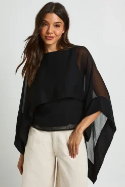 Blouse Cape Écharpe En Mousseline