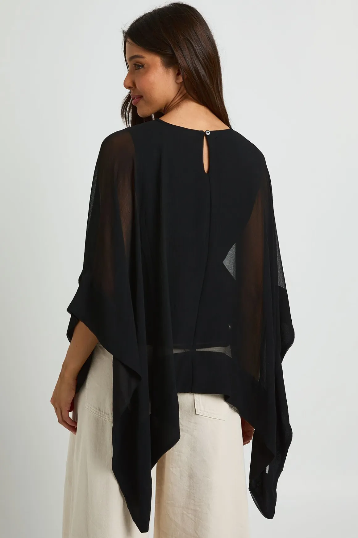 Blouse Cape Écharpe En Mousseline