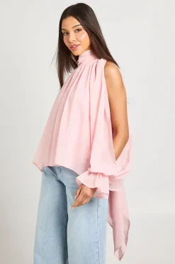 Blouse Col Cheminée À Épaules Dénudées