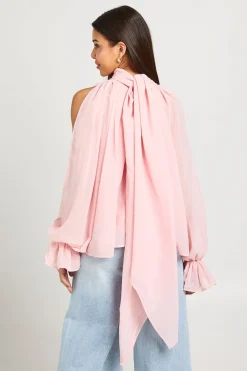 Blouse Col Cheminée À Épaules Dénudées