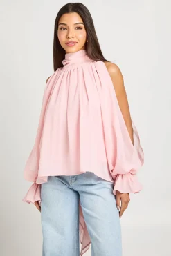Blouse Col Cheminée À Épaules Dénudées