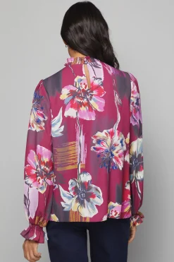 Wallis Blouse à Col Froncé Imprimé Abstrait<Femme Tops D’Automne|Tops