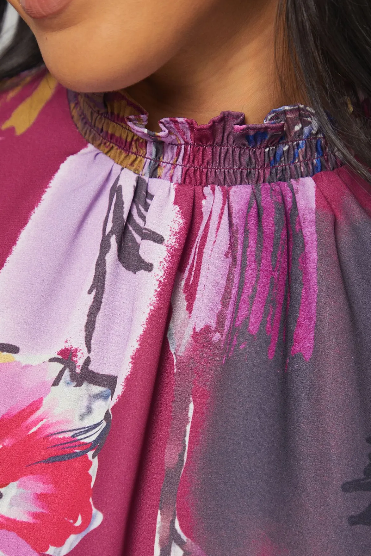 Wallis Blouse à Col Froncé Imprimé Abstrait<Femme Tops D’Automne|Tops