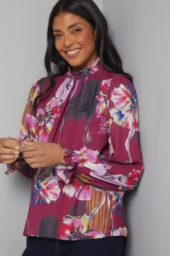 Wallis Blouse à Col Froncé Imprimé Abstrait<Femme Tops D’Automne|Tops