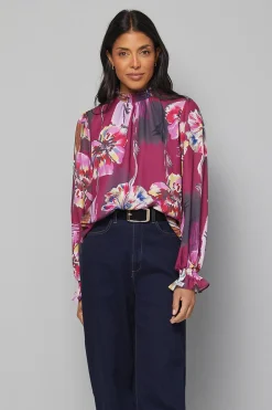 Wallis Blouse à Col Froncé Imprimé Abstrait<Femme Tops D’Automne|Tops