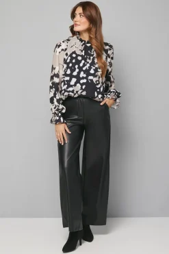 Blouse à Col Froncé Imprimé Animal Floral