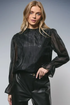 Oasis Blouse à Col Volants avec Broderie Florale à Sequins<Femme Tops