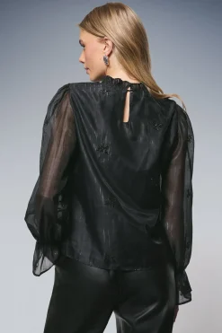 Oasis Blouse à Col Volants avec Broderie Florale à Sequins<Femme Tops