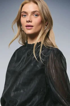 Oasis Blouse à Col Volants avec Broderie Florale à Sequins<Femme Tops