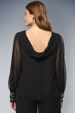 Blouse d'Occasion à Poignets Ornés en Dobby