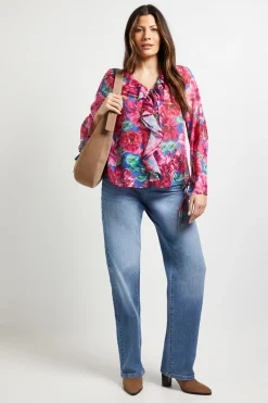 Blouse à Double Volant Fleurie
