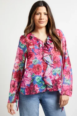 Blouse à Double Volant Fleurie