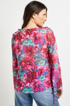 Blouse à Double Volant Fleurie