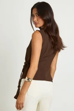 boohoo Blouse Drapée À Col Bénitier Haut Avec Liens Latéraux Et Tissu Martelé<Femme Tops
