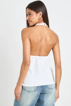 boohoo Blouse Drapée Col Bénitier Licou Avec Nœud Latéral En Tissu Martelé<Femme Tops