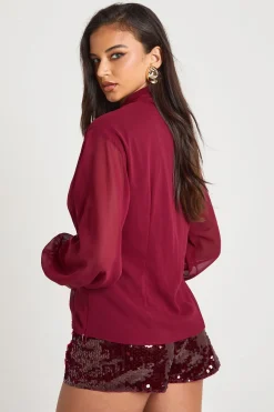 Blouse drapée en chiffon