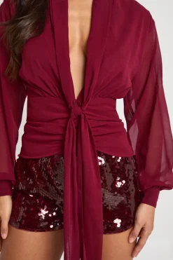 Blouse drapée en chiffon