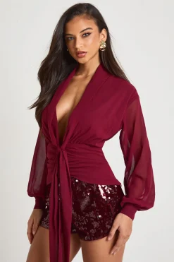 Blouse drapée en chiffon