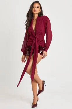 Blouse drapée en chiffon