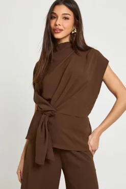 boohoo Blouse drapée en tissu & pantalon coordonné<Femme Ensembles