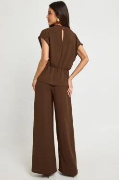 boohoo Blouse drapée en tissu & pantalon coordonné<Femme Ensembles