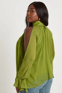 boohoo Blouse Drapée Grande Taille En Mousseline Col Licou Manches Longues<Femme Tops