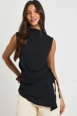 boohoo Blouse Drapée Martelée À Col Bénitier Et Nœud Latéral<Femme Tops