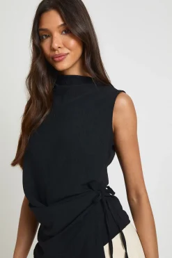 boohoo Blouse Drapée Martelée À Col Bénitier Et Nœud Latéral<Femme Tops