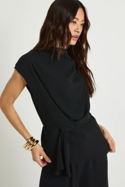 boohoo Blouse à drapé tissé longue & pantalon coordonné<Femme Ensembles