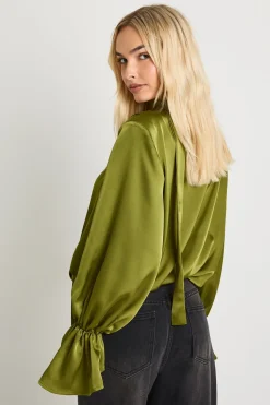 Blouse à détail d'écharpe en satin